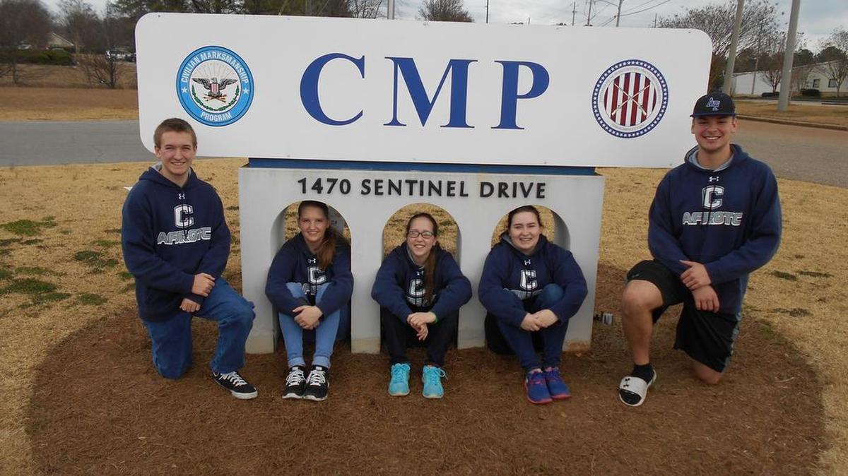 From left are Clover High School Air Force Junior ROTC members junior Kristopher Dauble, senior Emily Stefurak, sophomore Brianna Fish, senior Meredith Sutton and senior Ray Beebe.