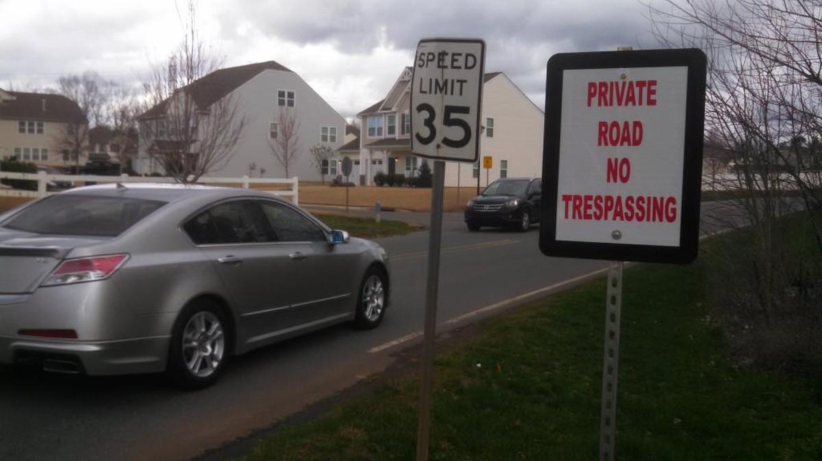 “No trespassing” signs went up on the Lancaster County side of Regent Parkway in 2018.