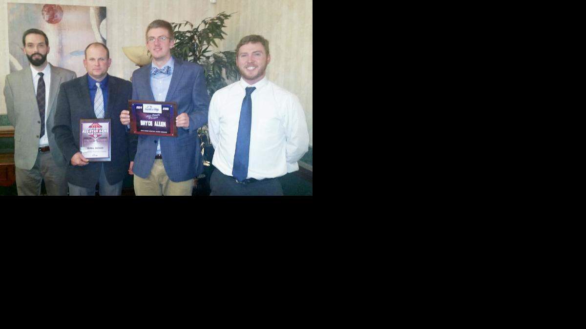 

Bryce Allen, third from left, was named to the SCBCA AAAA all-state team for 2014-2015 and coach Bailey Jackson, second from left, was selected as North-South all-star game assistant coach. With them are assistant coaches Mark Loyd, left, and Will Plyler.
