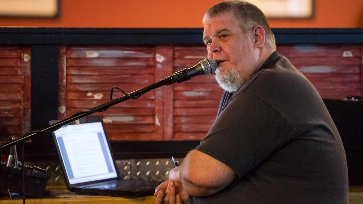 
Tuesday Night Trivia host Michael Burgess asks a question at Empire Pizza.
