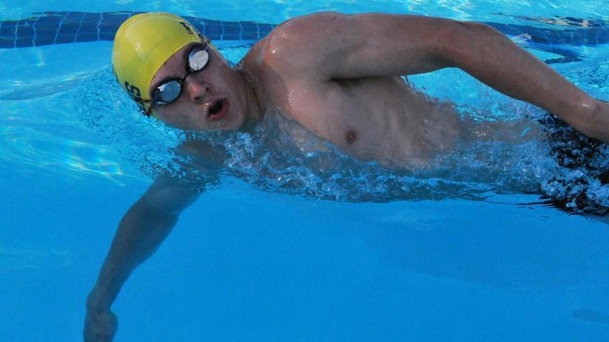 Tega Cay’s Kasparas Zilinskas swims during practice last week.
