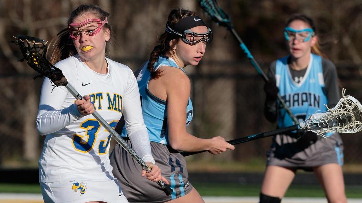 Charlotte Anderson (33) of Fort Mill works the ball against Chapin.