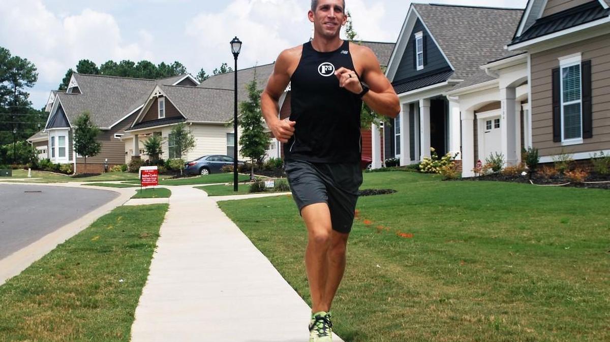Tega Cay’s Andrew Peternel runs near his home. Peternel recently won a Super Spartan race in Asheville, N.C.