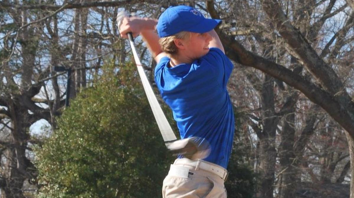 Cam Marshall, who shot a 43, tees off for Fort Mill last week.
