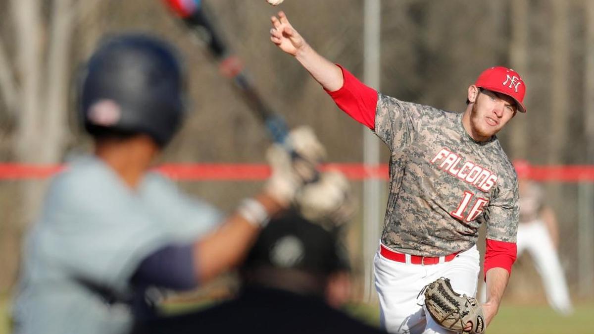Nation Ford's 16 Evan Lammers throws a pitch in a game against Clover Thursday.
