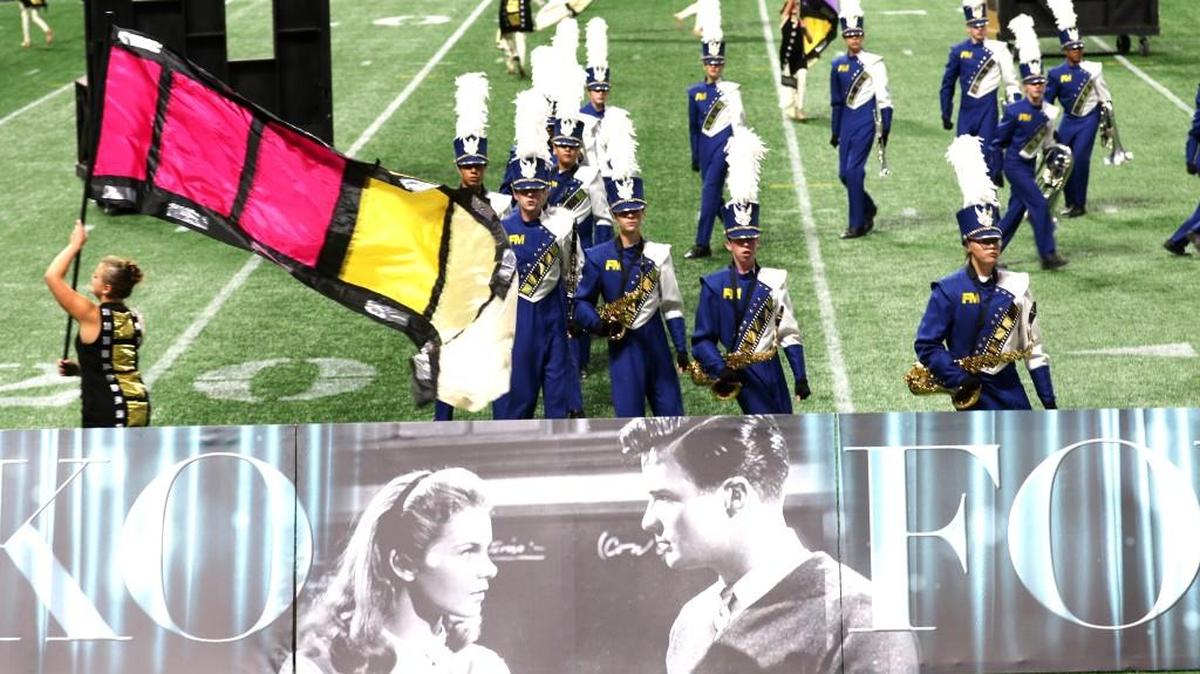 The Fort Mill High School Band performs its show “Golden Age of the Silver Screen” at Bands of America Super Regional in Atlanta Saturday.