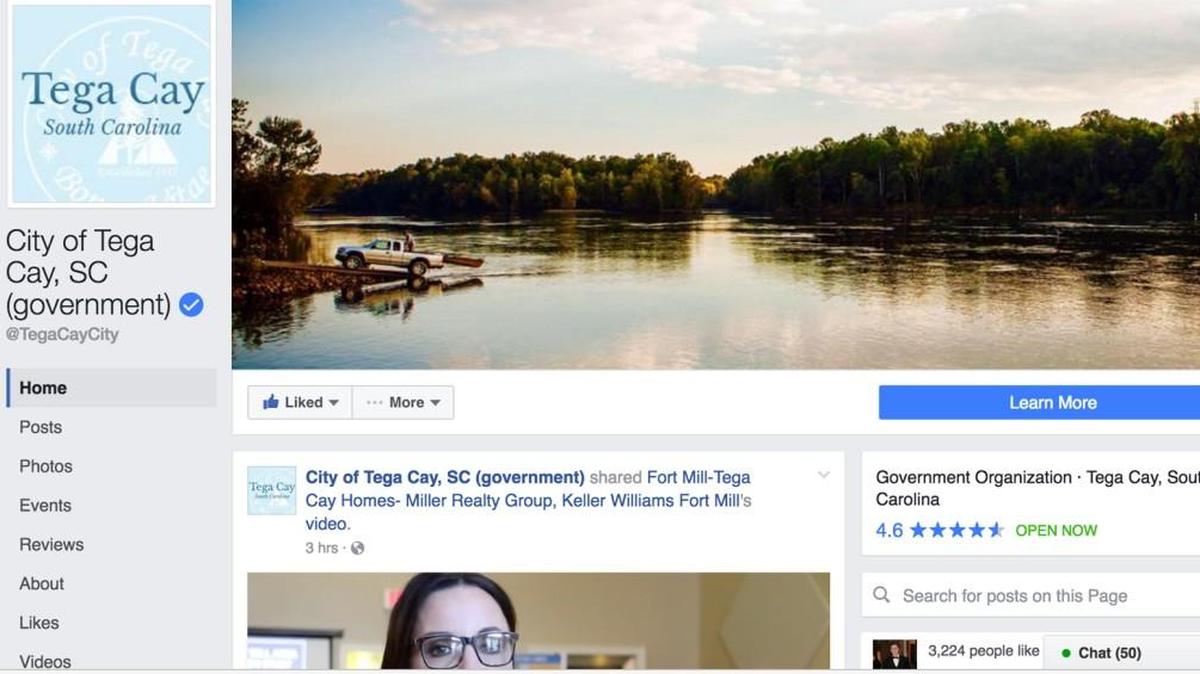 The city of Tega Cay’s Facebook page. The city has stepped up its social media presence.