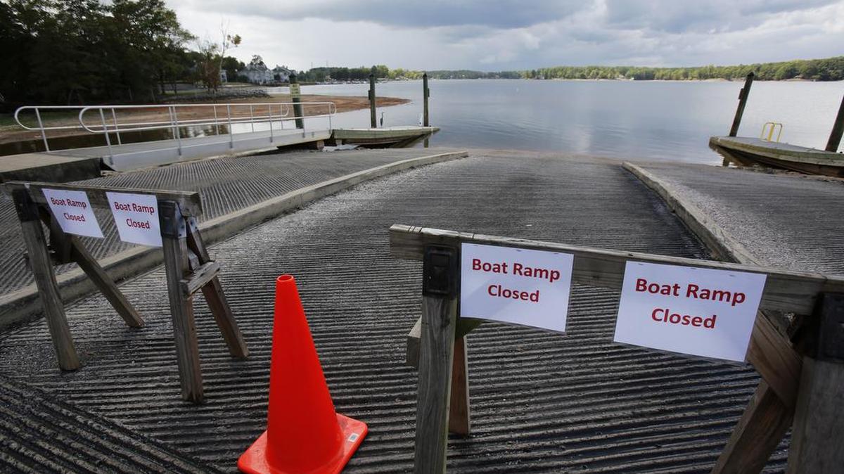 The boat ramp at Ebenezer Park on Lake Wylie was closed due to the low lake level.