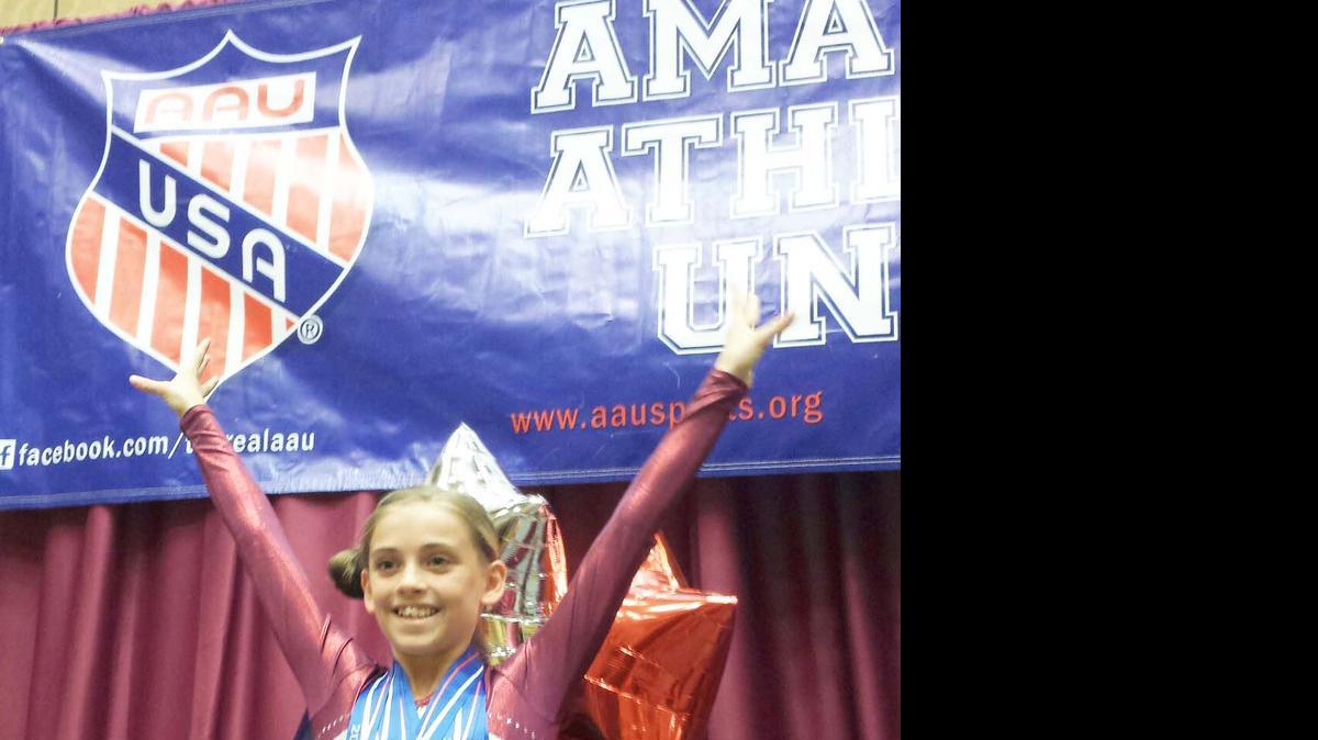 
Kaia Morey of Clover earned five gold medals at the recent AAU National Gymnastic competition in Las Vegas. 
