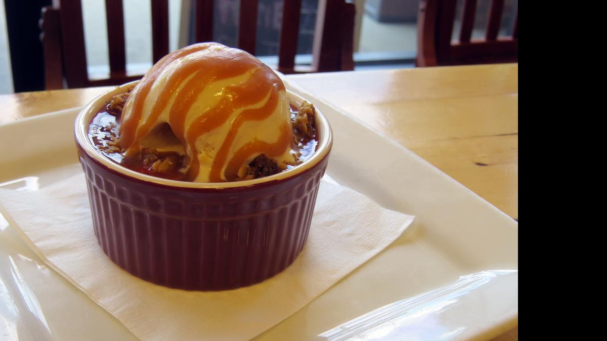 
The brown butter bourbon raspberry peach crisp at Flipside in fort Mill is made with local peaches.
