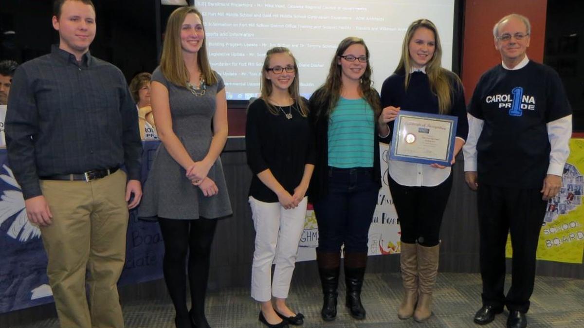 The Fort Mill School Board recognized the Nation Ford High School marching band, the 2015 4A State Marching Champions at last week's meeting.