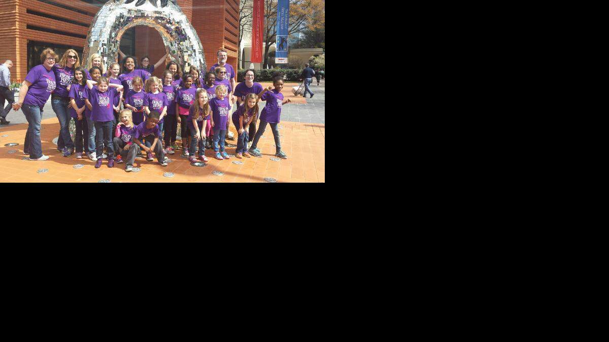 
The Clover Choristers stand outside Knights Theater in Charlotte to perform at the Broadway Junior Celebration.
