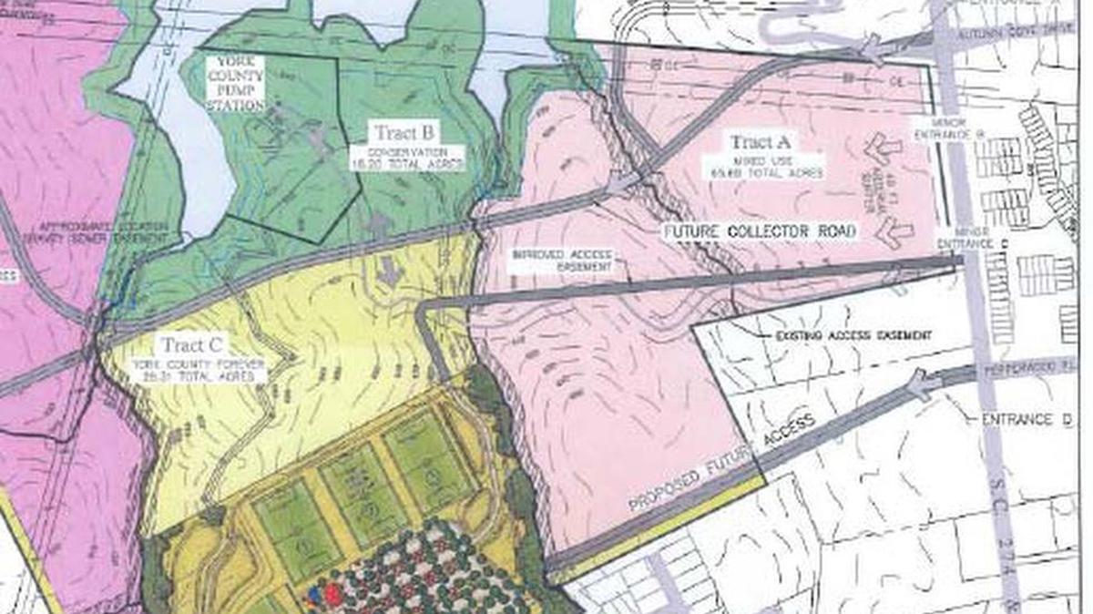A close up of the Keck & Wood Inc. illustration shows the entrance to the proposed park from Charlotte Highway, south of Crowders Creek Elementary School, near Crowders Creek in Lake Wylie.
