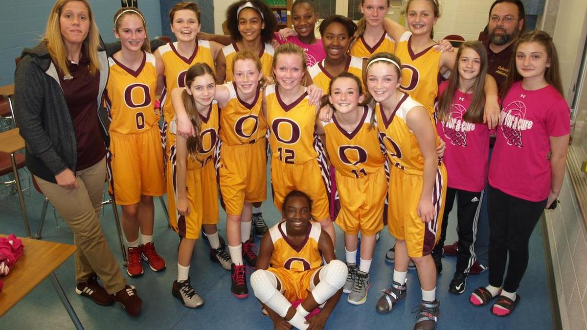 Oakridge Middle School seventh-grade girls basketball team defeated previously unbeaten Saluda Trail 52-35 for the conference title.