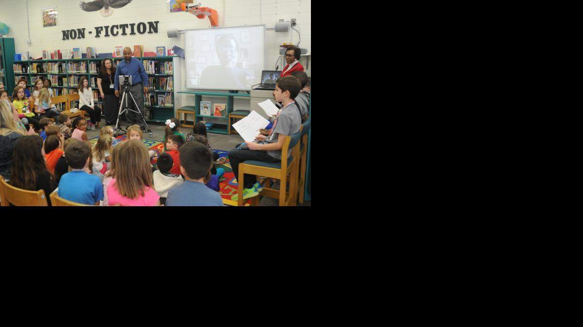 
Author Jacquelin Woodson speaks with Crowders Creek Elementary students via Skype March 11.
