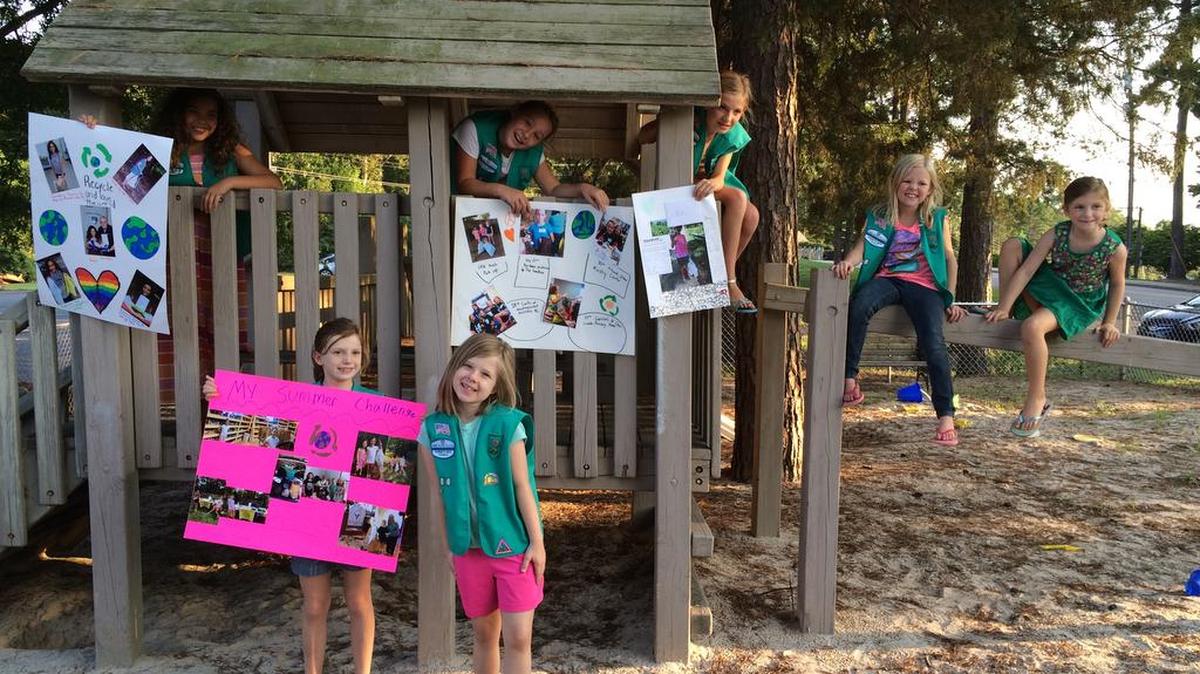 
Lake Wylie Girl Scout Troop 786 displays the community service projects they completed during the summer as part of the troop’s Summer Challenge. The troop will be one of many participating in this month’s food drive to benefit Clover Area Assistance Center.
