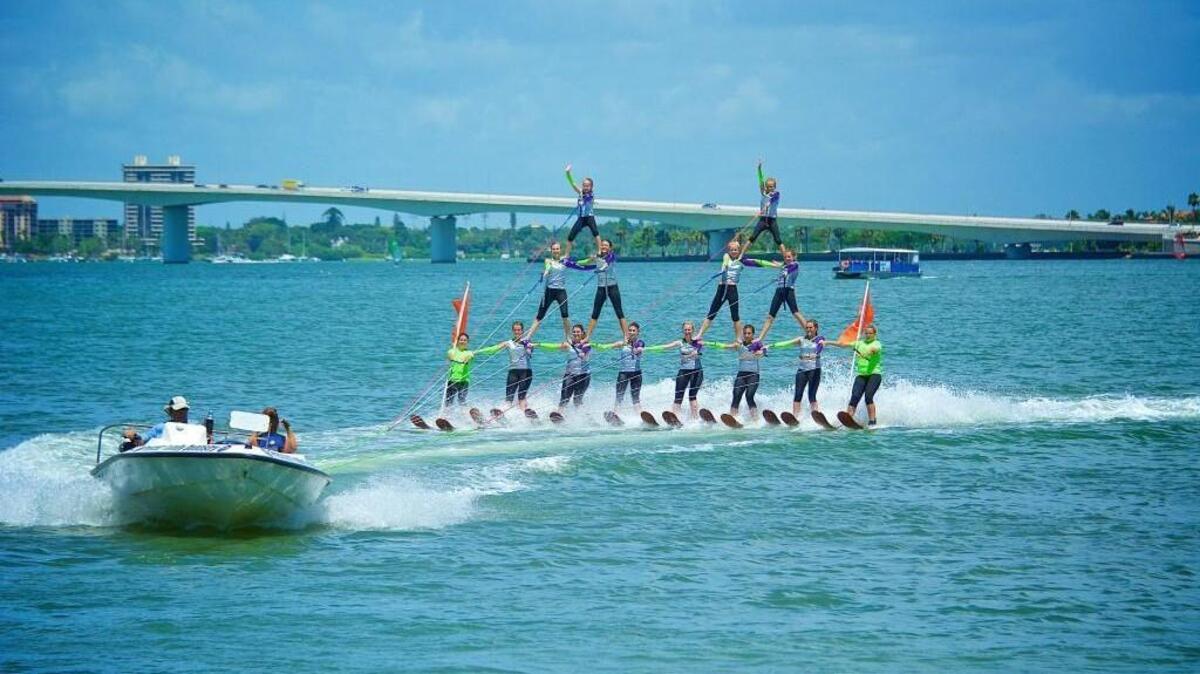 This is one of three pyramids in a typical Carolina Show Ski Team performance.