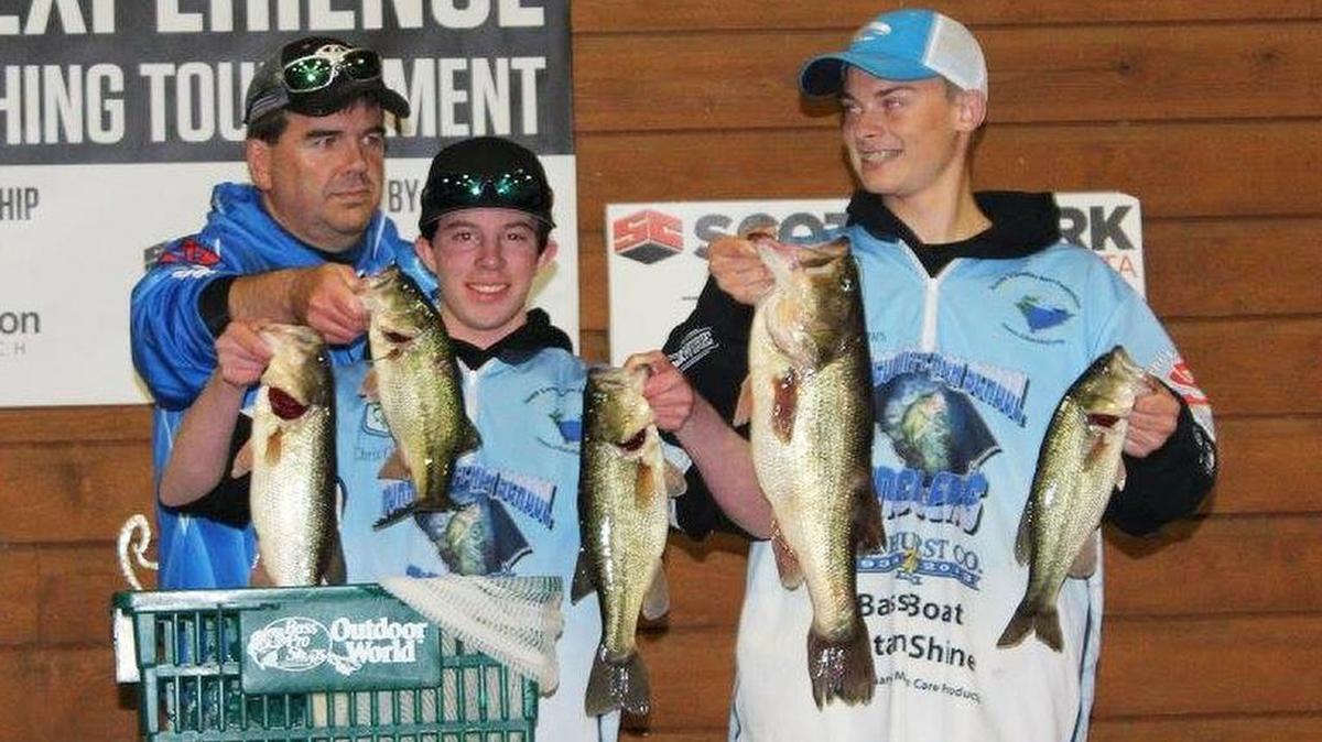 Clover High School bass fishing teammates Britt Myers, left, and Tanner Maness won the Nov. 21 Riley’s Cup High School Fishing Tournament at Camp Thunderbird on Lake Wylie.