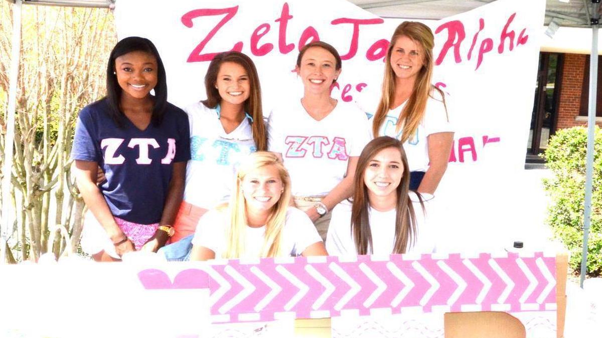 
Emma Sheppard and her Zeta Tau Alpha sorority sisters at High Point University recently raised $18,000 for breast cancer education and awareness. Shown here are: back, from left, Brenna Austin, Jenn Pascale, Sheppard and Rebecca Andre and, front, from left, Elissa Sachs and Jodi Guglielmi.

