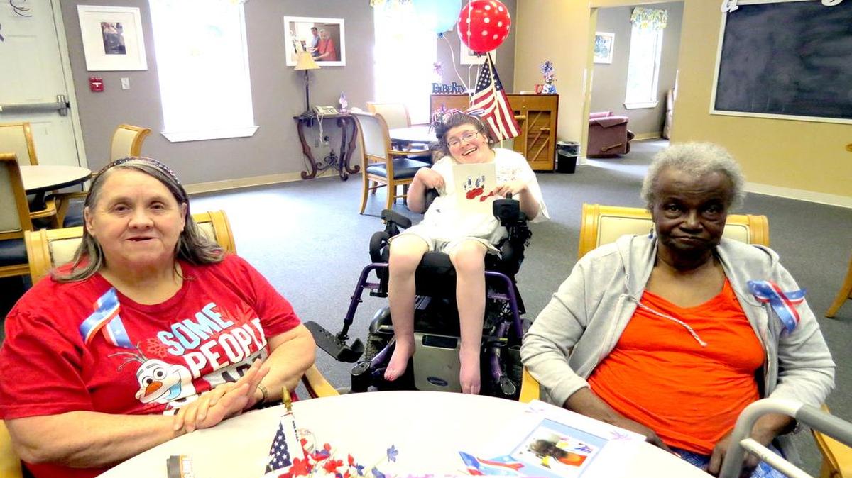 
Clients at Adult Enrichment Centers in Fort Mill celebrate Independence Day two weeks ago.
