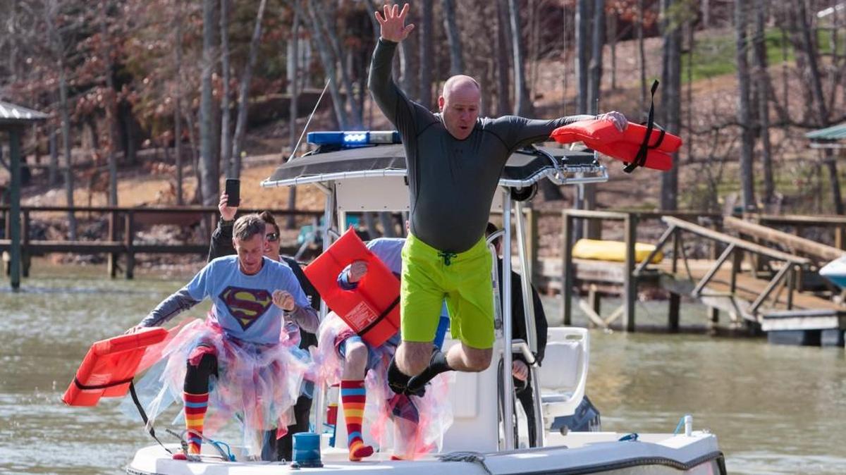 Tega Cay Police Chief Steve Parker takes the first dive into Lake Wylie in the 2017 Polar Plunge to support Special Olympics of South Carolina. This year’s event is Feb. 3 at the Tega Cay Beach Club.