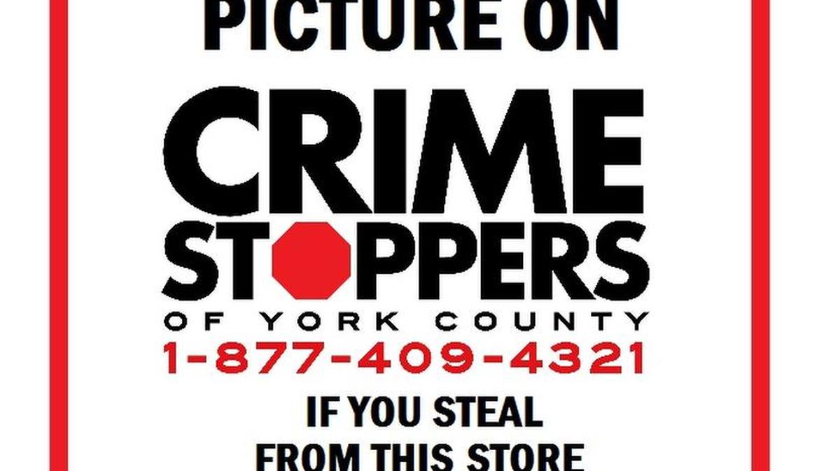 The York County Sheriff’s Office hopes to use this decal as a shoplifting deterrent in a new partnership with Crime Stoppers of York County.