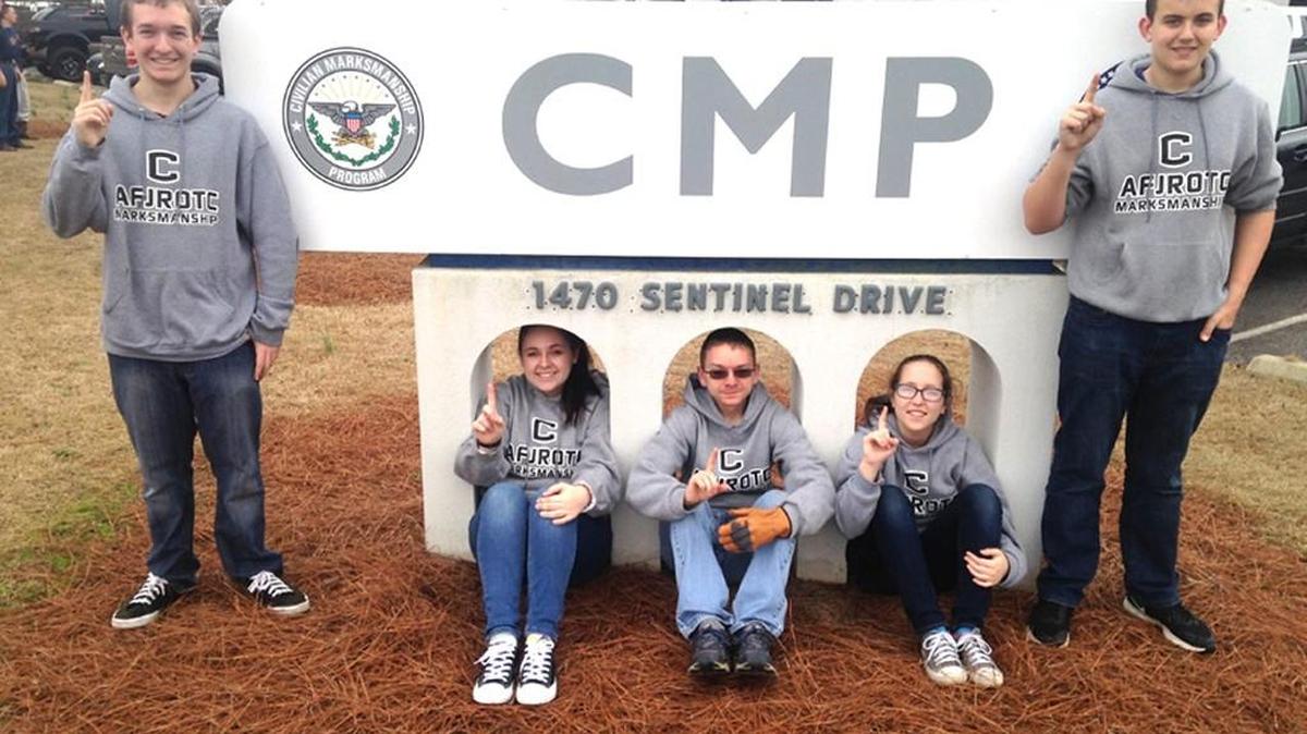 The Clover High School Jr. ROTC air rifle team consisting of Kristopher Dauble, Emily Morse, Austin Blight, Brianna Fish and Alex Rulevich took first place in the nation at the Air Force national championships.