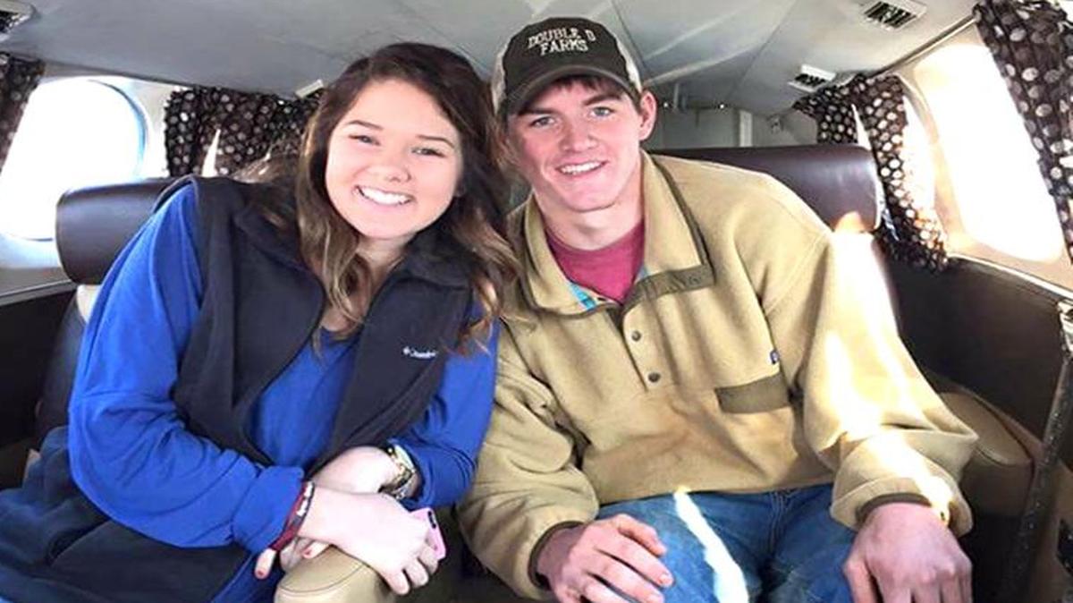 Jared Burns of Townville went to great heights to ask his longtime girlfriend, Nation Ford High student Ashlyn Donald, to the prom. This photo shows the couple in the plane Burns used to fly over his “promposal” to Donald.