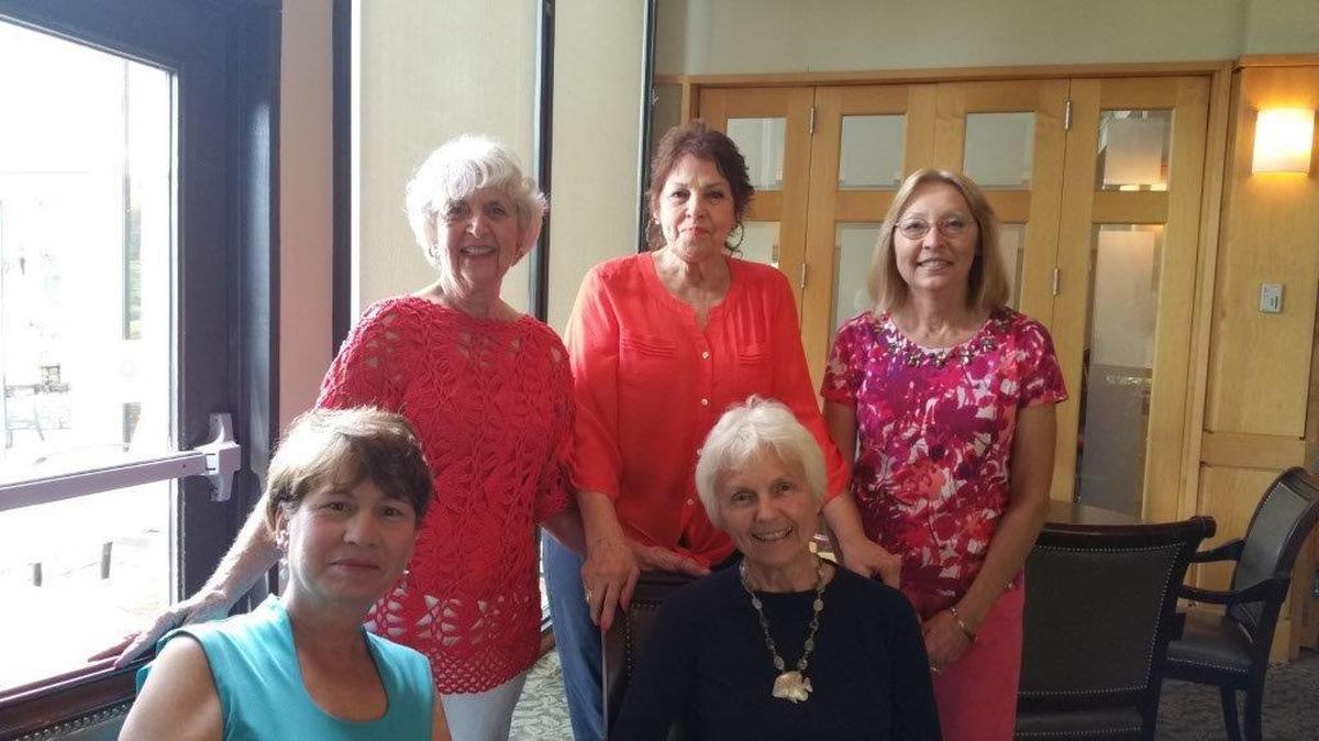 
River Hills Women’s Club will meet Sept. 16. Board members are from left in front Maureen Schwartz, president; Marianne Noll, treasurer. In back are Joan Bundy, first vice president; Jeni Keener, interest group coordinator; and Janet Tyson, secretary. 
