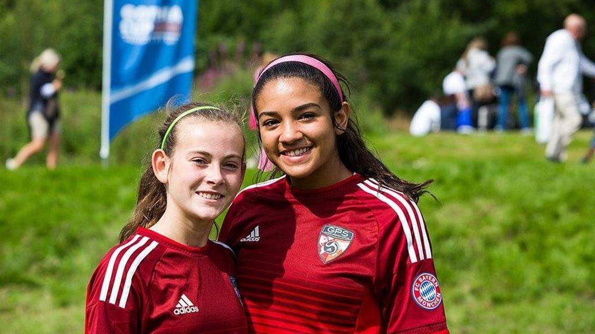 Samantha Wolf, left, and Alondra Nieves, both of Lake Wylie, competed for the Global Premier Soccer U.S. National team at the Youth World Cup in Gothia, Sweden.