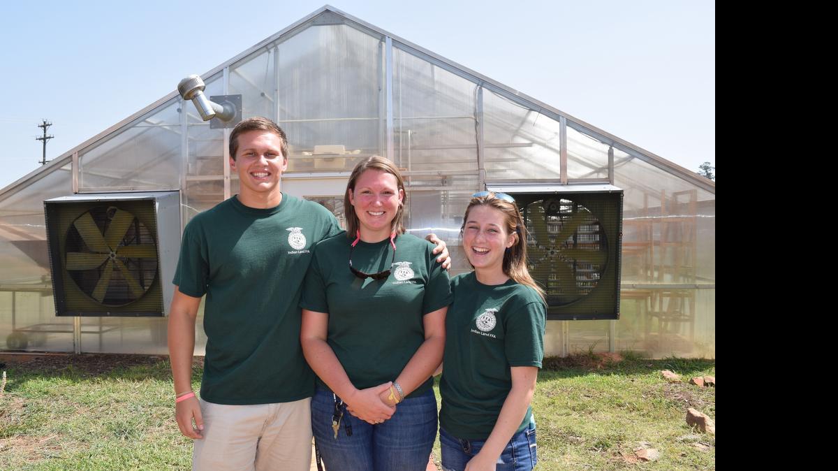 
FFA junior adviser Kace Faulkner, from left, agriculture teacher and FFA adviser Heather Alligood and FFA chapter president Baylee Rowland are ready for the new school year.
