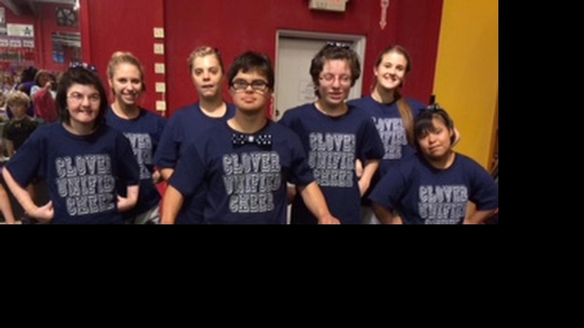
Clover High School Unified Cheerleading team gold medalists from left are Vicky Wise, Kristen Ciurlik, Dottie Hope, Alex Turner, Maddie Thomas, Sam Pope and Brynda Poole.
