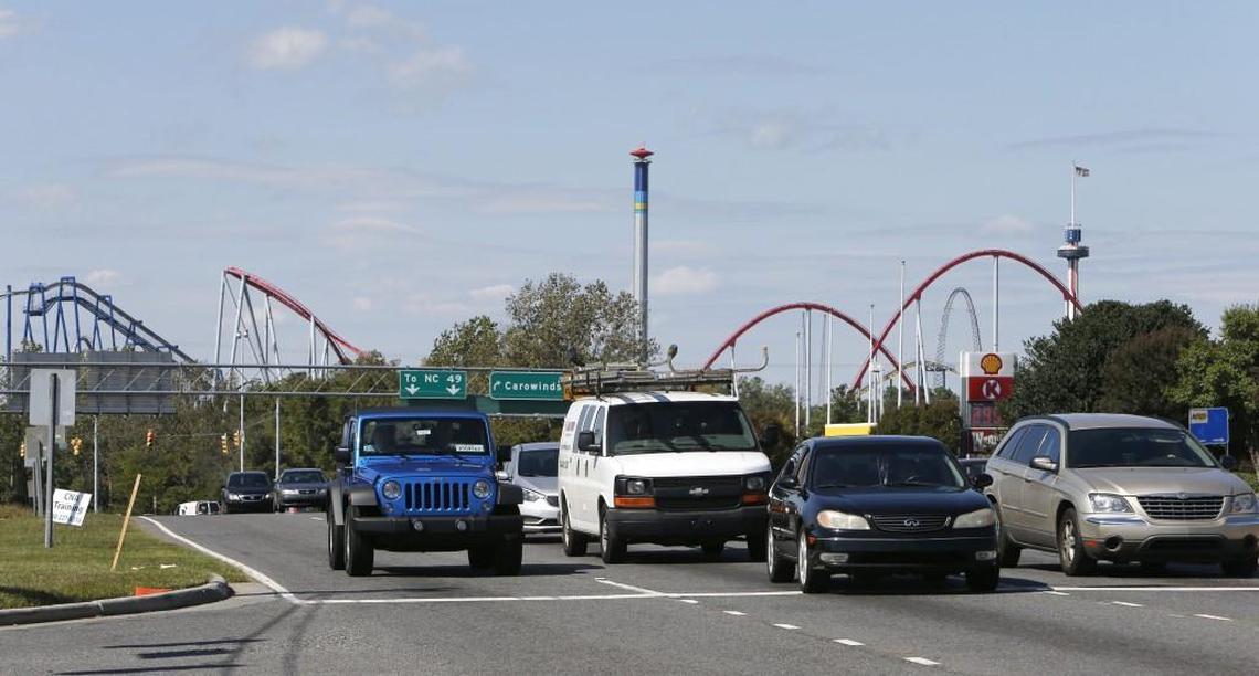 This file photo shows traffic on Carowinds Boulevard, near its interchange with Interstate 77. Gov. Henry McMaster is asking for $2 million to jump start road work there.