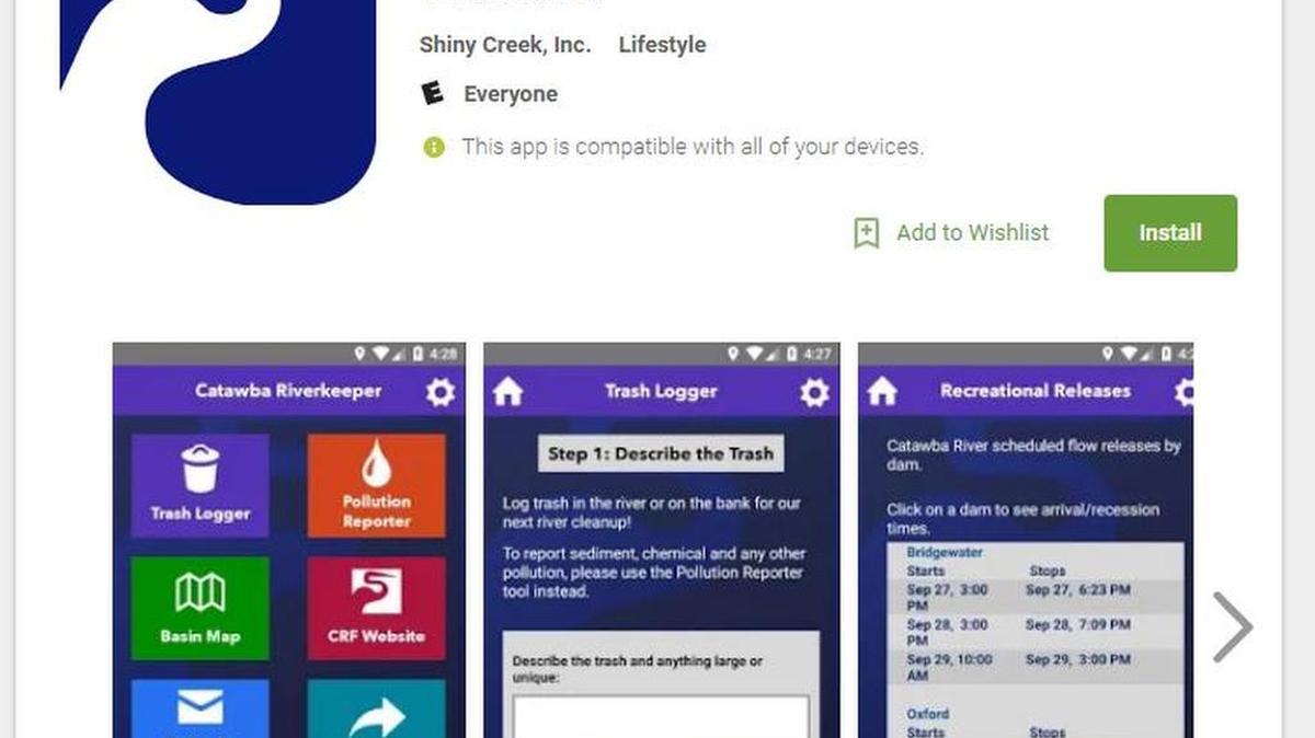 The Catawba Riverkeeper Foundation has launched a new Water Watcher app to help people enjoy the river and its lakes, as well as protect it by reporting trash and pollution problems.