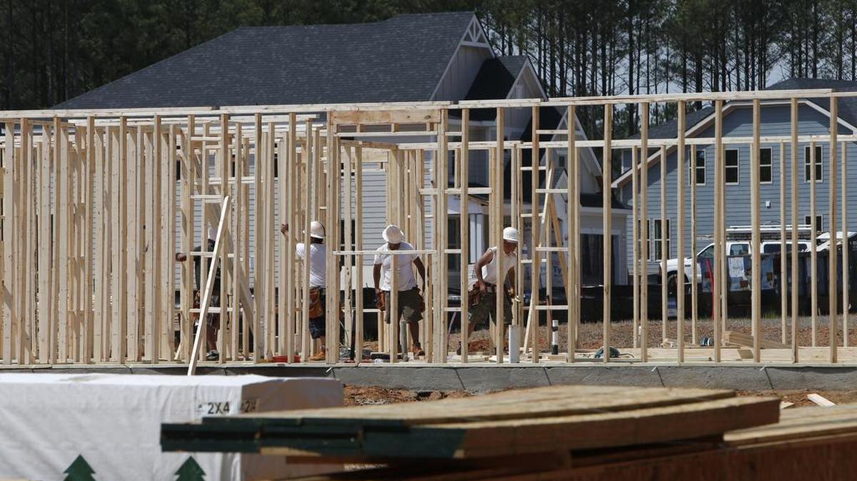 New homes under construction near Lake Wylie off Allison Creek Road in the Palm Tree Cove development.