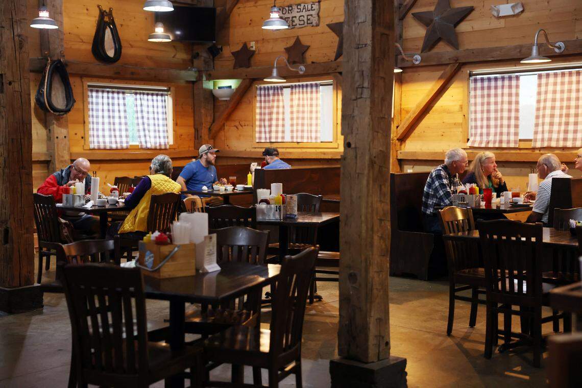 Diners at Sweet Caroline’s Restaurant in McConnells, S.C., eat lunch Friday. The restaurant is popular for its Little Debbie Christmas Tree cheesecakes.