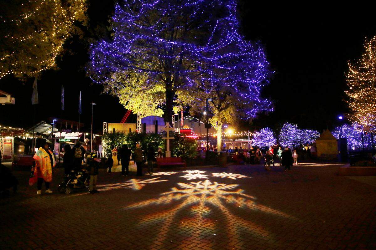 Carowinds is lit with colorful lights Monday at WinterFest in Fort Mill.