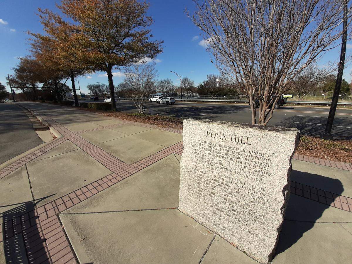 A marker along Dave Lyle Boulevard shows the birthplace of Rock Hill, and is where a new pedestrian bridge will be built in part to connect the Storyline linear park. Dave Lyle is a major road in Rock Hill, where a new impact fee could help with road maintenance.