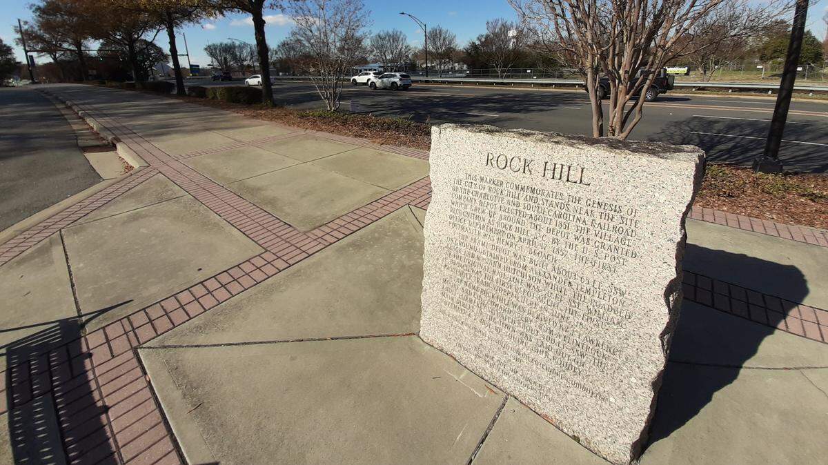 A marker along Dave Lyle Boulevard shows the birthplace of Rock Hill, and is where a new pedestrian bridge will be built in part to connect the Storyline linear park.