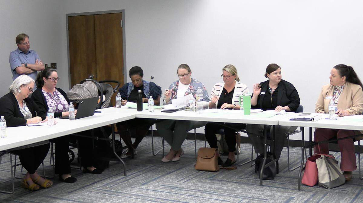 Members of the York County library board meet at the Rock Hill branch of the library Thursday.