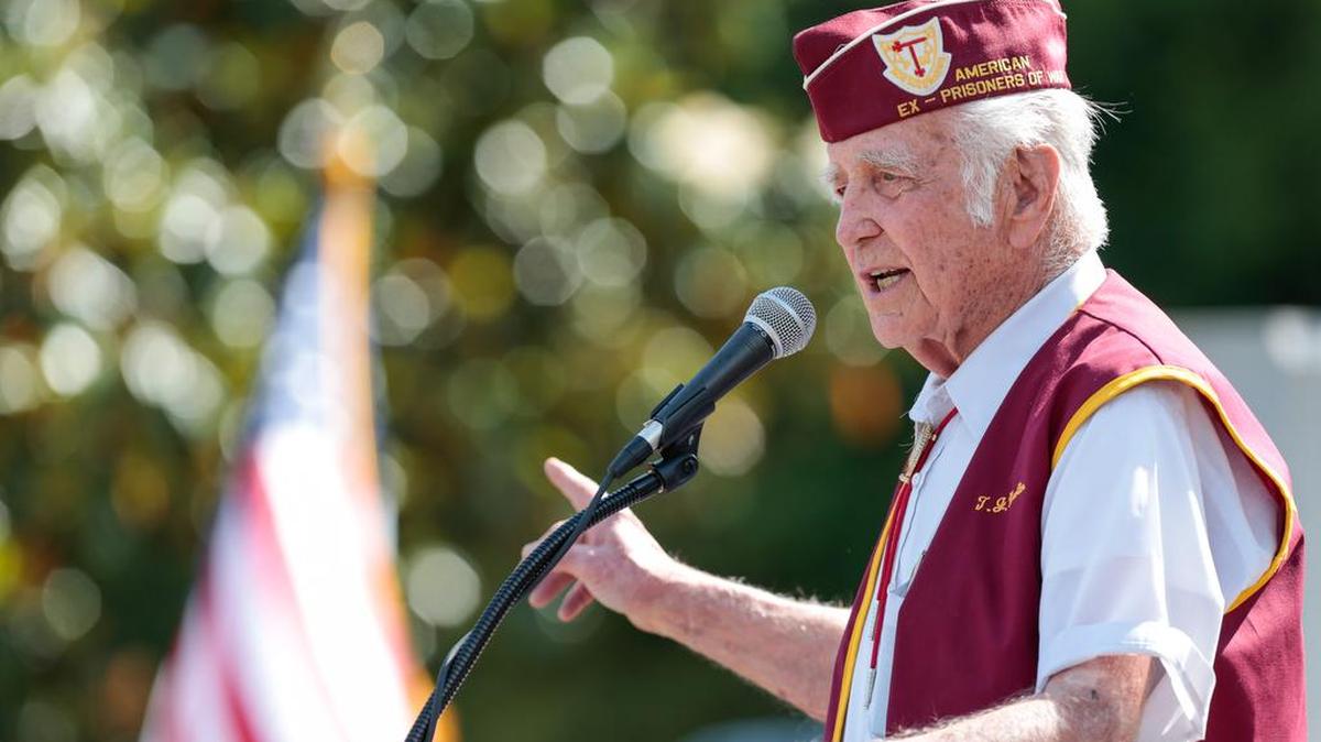 In this 2015 Herald file photo, T.J. Martin, commander of Ex- Prisoners of War of SC, gives recognition to our Ex- Prisoners of War during a Memorial Day Ceremony at the York County Veterans Memorial, Sunday 5-24-2015.