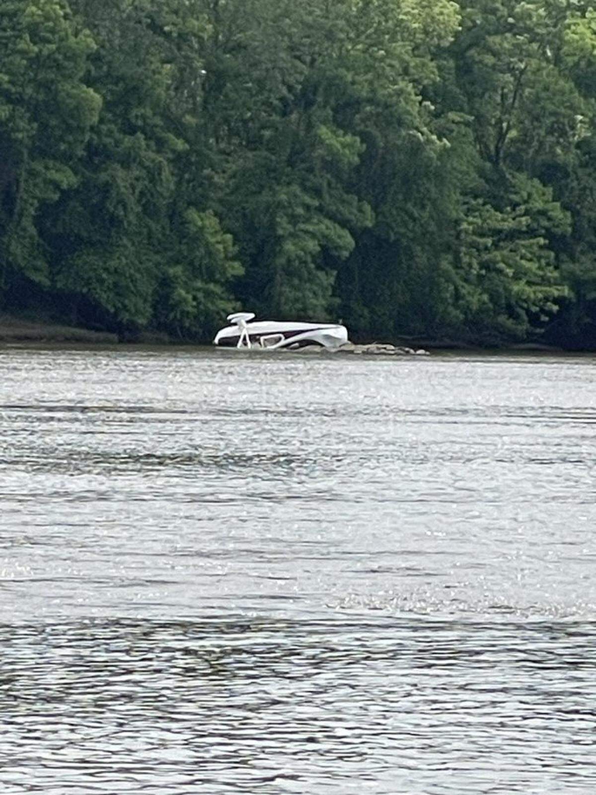 A small plane that landed in the Catawba River near Rock Hill, South Carolina on Friday May 5, 2023.