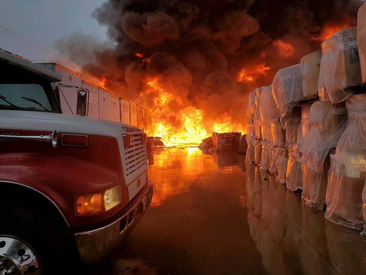 The fire Monday, Aug. 24, 2020 outside the Carolina Poly plant in Chester County, S.C.