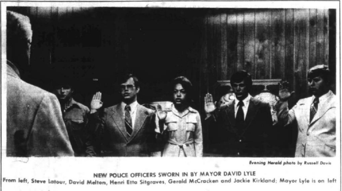Swearing in of new officers of the Rock Hill Police Department in October 1976.