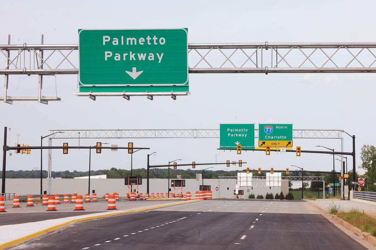 The Palmetto Parkway interchange off Interstate 77 was built for the Carolina Panthers headquarters, but now it will serve new business as the city looks to sell part of the property.