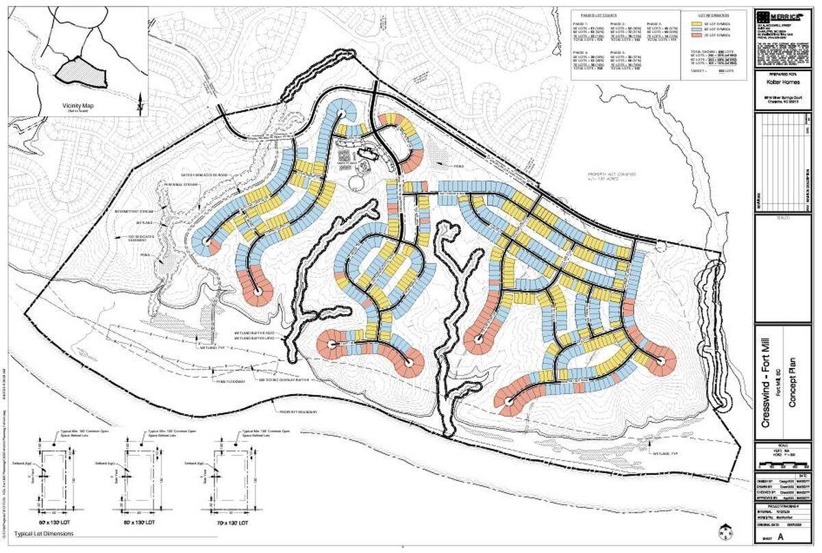 An updated site plan for the Cresswind project in Fort Mill shows nearly 700 homes.