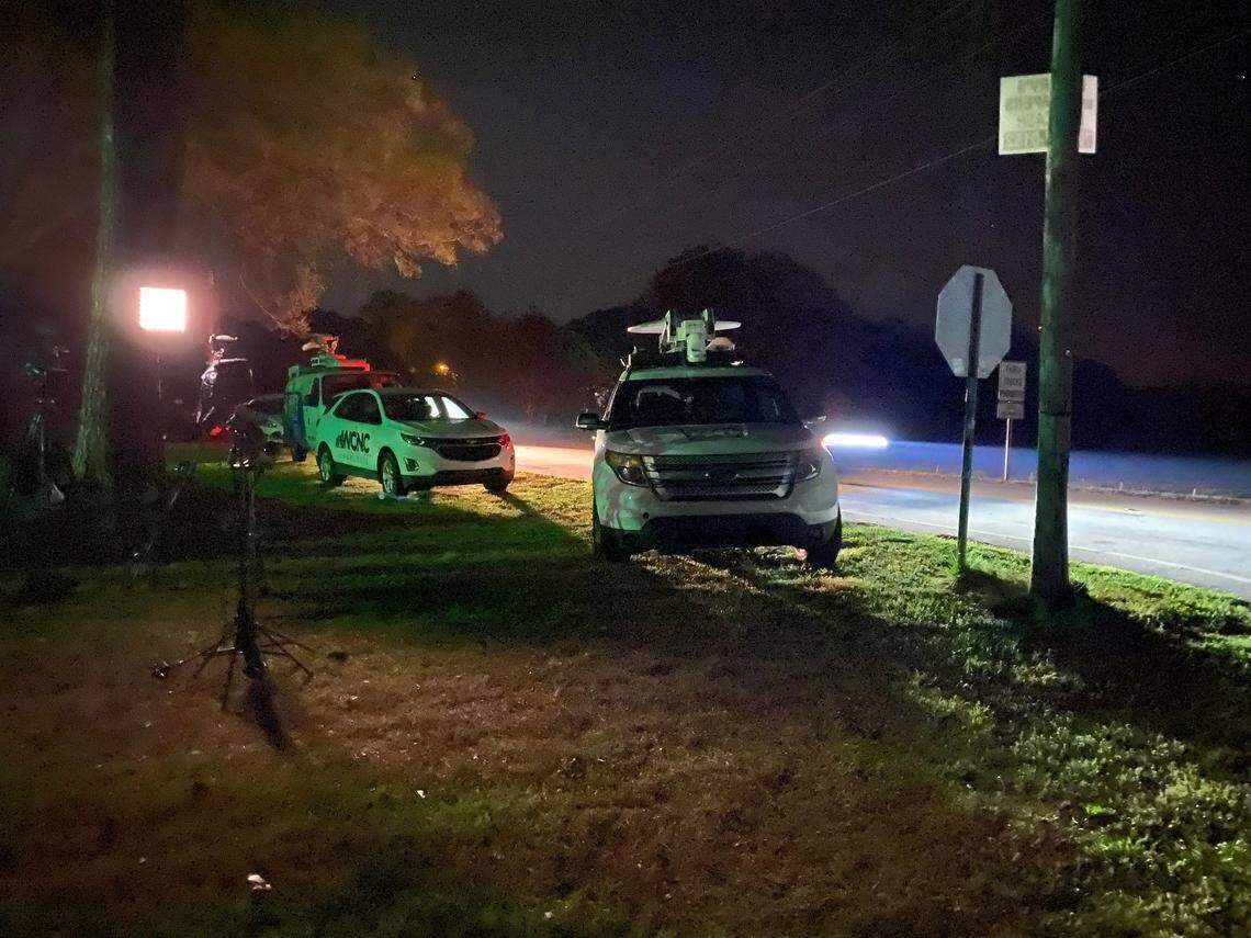 Police were searching in darkness Wednesday night for a suspect in connection with multiple shootings near Rock Hill, S.C.