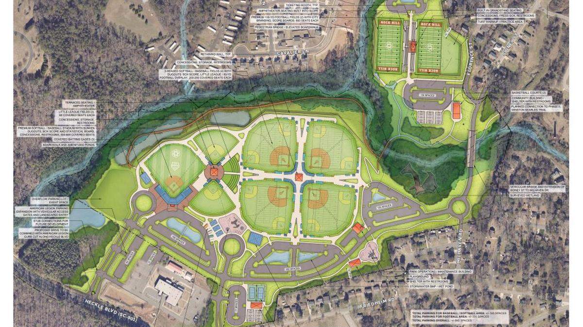 Rock Hill plans a more than 100-acre park between Heckle Boulevard and Main Street, to include new athletic fields.