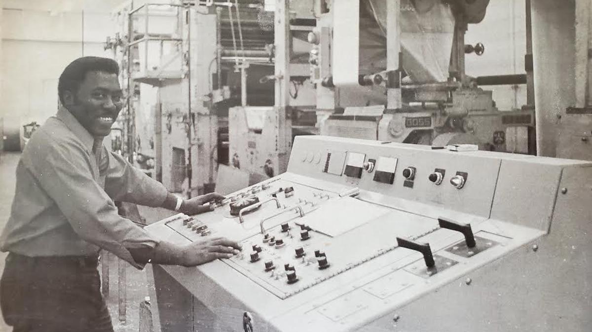 James Lowery in the Herald press room, where he worked from 1959-1999.