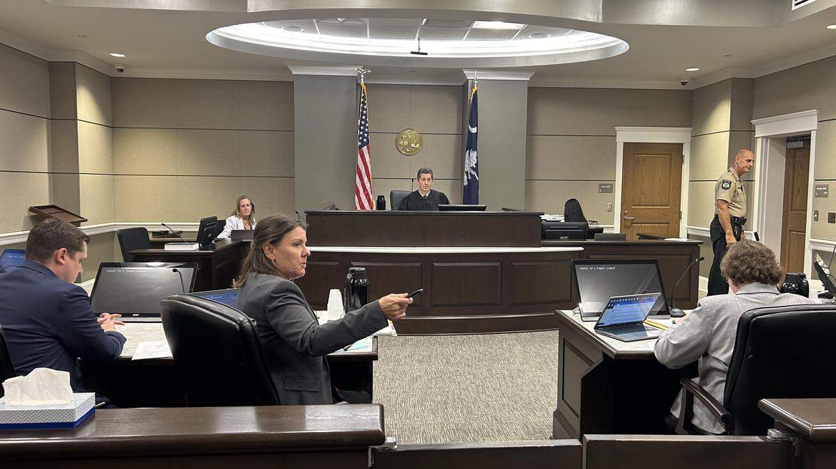 S.C. Family Court Judge Sammy Diamaduros, center, at a hearing Sept. 23, 2025, in Rock Hill for a York County 13-year-old boy charged with murder in an August killing of a man in Fort Mill.
